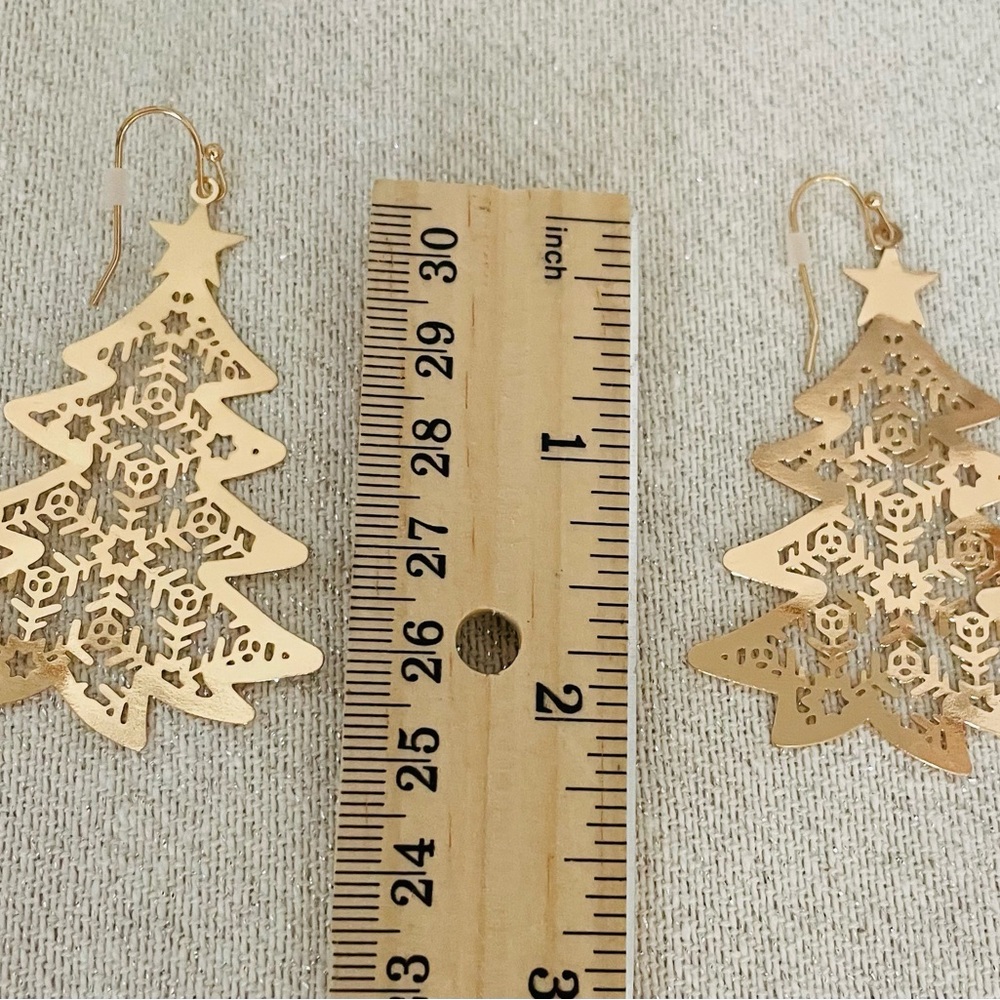 Gold Christmas Tree Earrings
